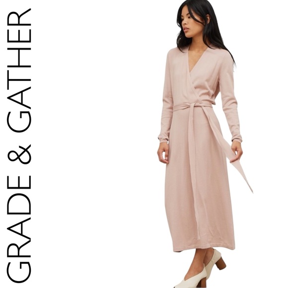 grade & gather Dresses & Skirts - 0480: GRADE & GATHER NWT WRAP SWEATER MIDI DRESS DRY ROSE